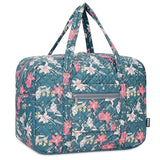 Quilted Travel Duffel Bag for Women Trolley Sleeve Tote Floral Print Personal Item Bag for Spirit Airlines Approved Underseat Carry on Weekender Gym Bag Christmas Gift
