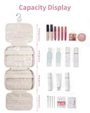 Narwey Striped Travel Toiletry Bag for Women Large Hanging Makeup Bag Organizer Toiletries Bag