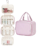 Narwey Striped Travel Toiletry Bag for Women Large Hanging Makeup Bag Organizer Toiletries Bag