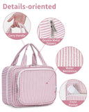 Narwey Striped Travel Toiletry Bag for Women Large Hanging Makeup Bag Organizer Toiletries Bag