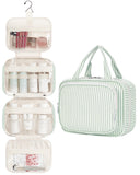 Narwey Striped Travel Toiletry Bag for Women Large Hanging Makeup Bag Organizer Toiletries Bag