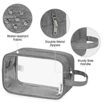 cloth makeup bags for travel with zippers on side Clear Toiletry Bag Traveling Dopp Kit Makeup Bag Organizer – narwey