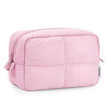 Narwey Puffy Makeup Bag for Travel Women Girl, Quilted Makeup Bag Cosmetic Bag, Cute Puffer Make up Organizer Bags, Travel Toiletry Bag Toiletries