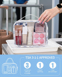 Narwey TSA Approved Clear Toiletry Bag for Travel, Waterproof PVC Clear Makeup Bags, Portable Compact Cosmetic Bag Make Up Organizer, Airport Airline Quart Size Compliant Bag