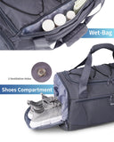 38L Backpack with Shoe Compartment & Wet Pocket, Sport Gym Bag