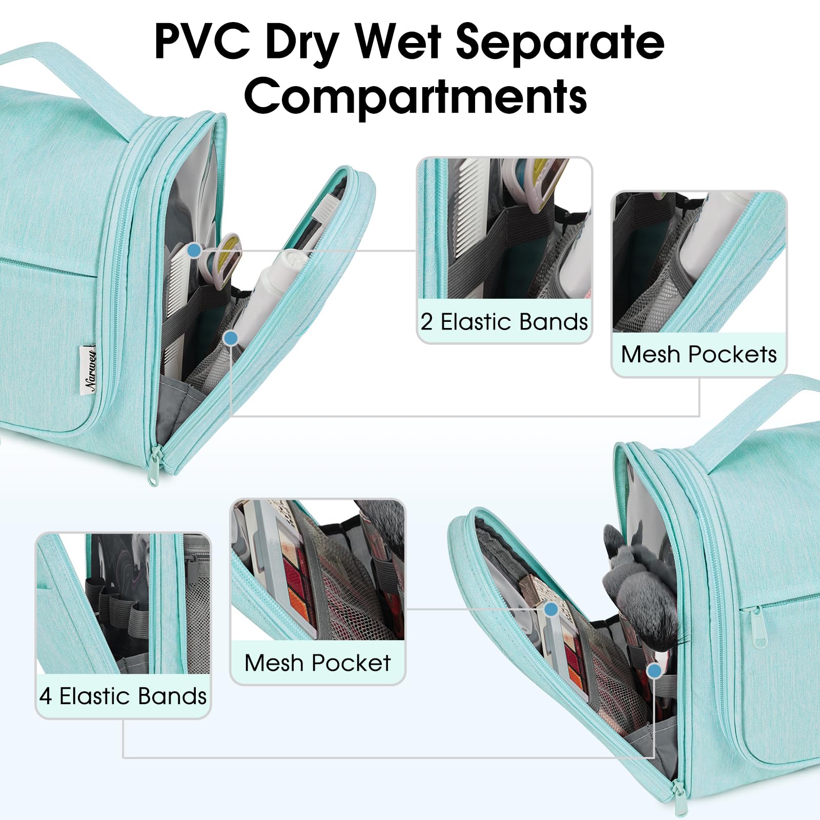 Hanging Toiletry Makeup Bag Dry Wet Separation NW5204 narwey