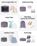 7 Pcs Packing Cubes for Travel Organizer Tear-Resistant with Number Icon Handle Storage Bags for Carry on Bag for Clothes Shoes