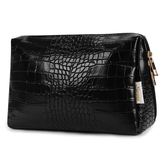 NARWEY Crocodile Grain PU Leather Makeup Bag For Women