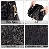 NARWEY Crocodile Grain PU Leather Makeup Bag For Women