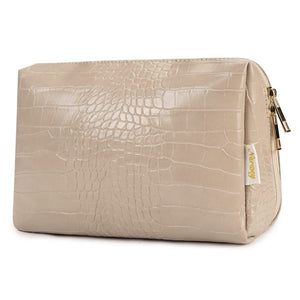 NARWEY Crocodile Grain PU Leather Makeup Bag For Women