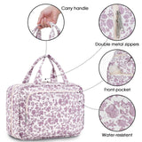 Narwey Hanging Floral Toiletry Bag for Women Travel Makeup Bag Organizer Toiletries Bag