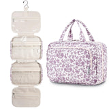 Narwey Hanging Floral Toiletry Bag for Women Travel Makeup Bag Organizer Toiletries Bag