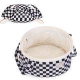 Narwey Barrel Drawstring Checkered Makeup Bag Large Cosmetic Bag Make up Bags
