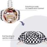 Narwey Barrel Drawstring Checkered Makeup Bag Large Cosmetic Bag Make up Bags