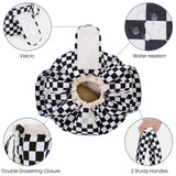 Narwey Barrel Drawstring Checkered Makeup Bag Large Cosmetic Bag Make up Bags