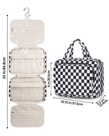 checkered travel makeup bag Hanging Toiletry Makeup Bag for Travel Checkered – narwey