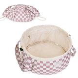 Narwey Barrel Drawstring Checkered Makeup Bag Large Cosmetic Bag Make up Bags