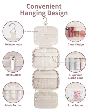 hanging makeup travel bag Hanging Toiletry Makeup Bag for Travel Checkered – narwey