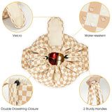 Narwey Barrel Drawstring Checkered Makeup Bag Large Cosmetic Bag Make up Bags