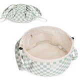 Narwey Barrel Drawstring Checkered Makeup Bag Large Cosmetic Bag Make up Bags