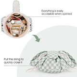 Narwey Barrel Drawstring Checkered Makeup Bag Large Cosmetic Bag Make up Bags