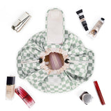Narwey Barrel Drawstring Checkered Makeup Bag Large Cosmetic Bag Make up Bags