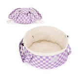Narwey Barrel Drawstring Checkered Makeup Bag Large Cosmetic Bag Make up Bags