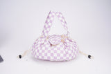Narwey Barrel Drawstring Checkered Makeup Bag Large Cosmetic Bag Make up Bags