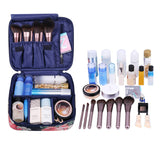 Travel Makeup Bag Large Cosmetic Bag Make up Case Organizer for Women and Girls (Blue Peony)