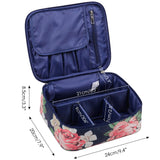 Travel Makeup Bag Large Cosmetic Bag Make up Case Organizer for Women and Girls (Blue Peony)