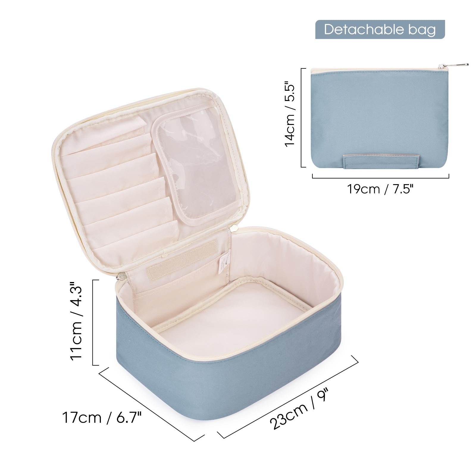 Narwey Make-up-Tasche – Großes Fassungsvermögen, Weit öffnend, Wasserabweisend, Dusty Rose