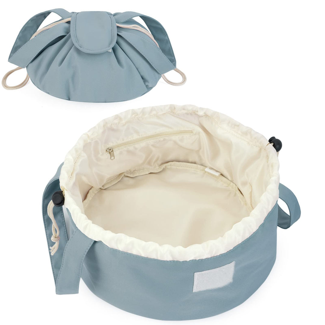 Barrel Drawstring Makeup Bag Large Cosmetic Bag Toiletry Organizer for Women and Girls – narwey Barrel Drawstring Makeup Bag Large Cosmetic Bag Toiletry Organizer for Women and Girls – narwey