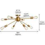 Herrlicht Sputnik Chandeliers Semi Flush Mount Ceiling Light Brass