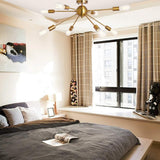 Herrlicht Sputnik Chandeliers Semi Flush Mount Ceiling Light Brass