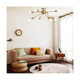 Herrlicht Sputnik Chandeliers Semi Flush Mount Ceiling Light Brass