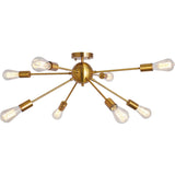 Herrlicht Sputnik Chandeliers Semi Flush Mount Ceiling Light Brass