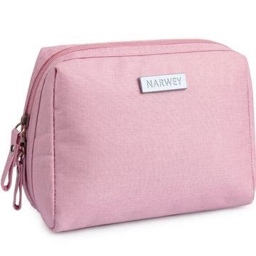 Narwey Small Vegan Leather Makeup Bag for Purse Travel Makeup Pouch Mini  Cosmetic Bag for Women (Small, Pink)